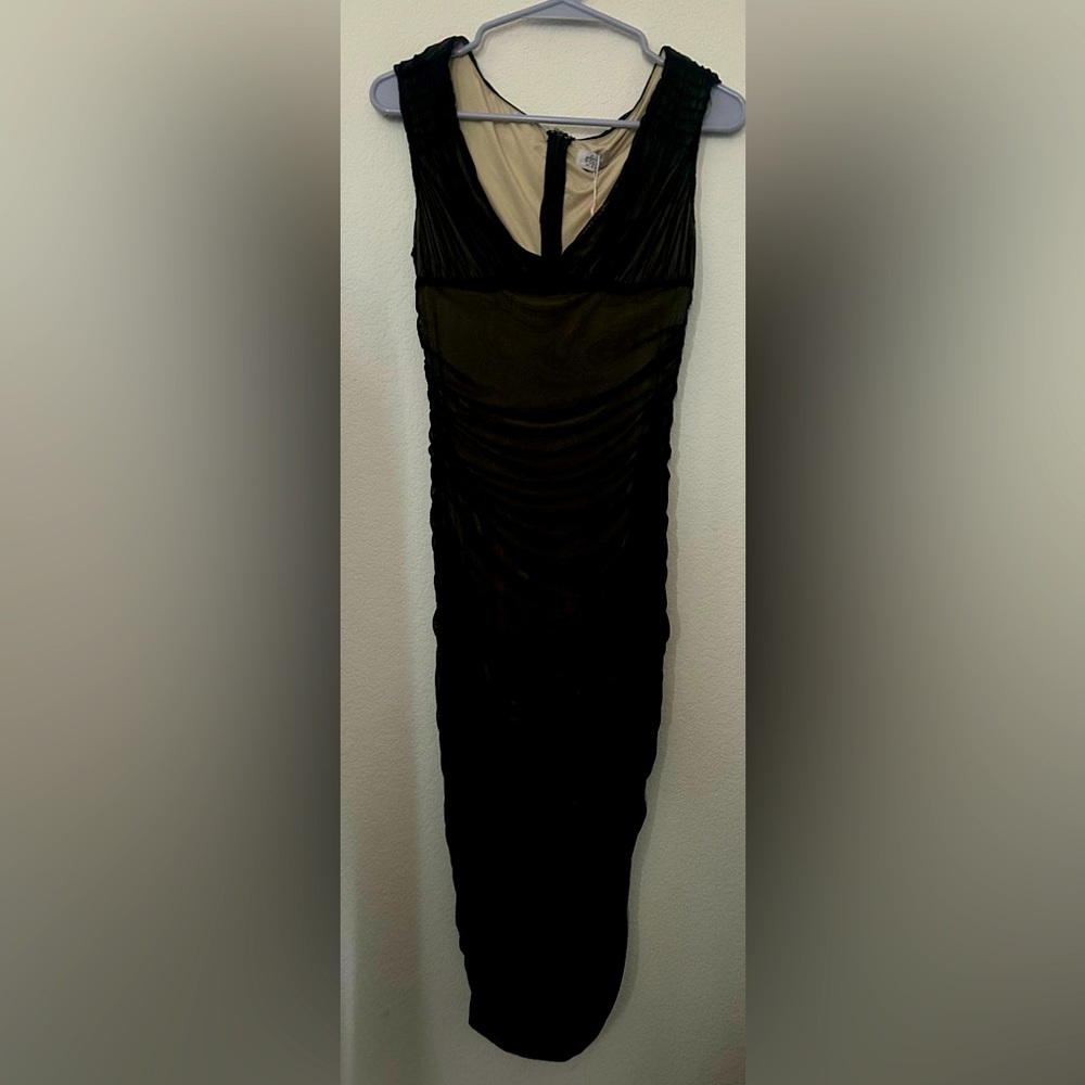 Oh Poly Black Sleeveless Ruched Dress Size 8